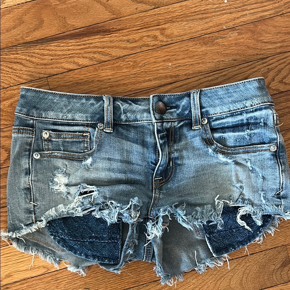 American Eagle Outfitters Blue Jean Shorts Distressed Style